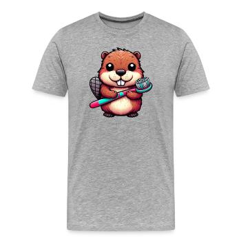 Castor - T-shirt bio Premium Homme - gris chiné - Devant - Damien (186cm)