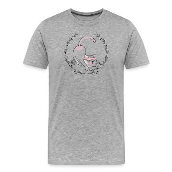 Pink Pup Blindfold Charm - Men's Premium Organic T-Shirt - heather grey - Front - Damien (186cm)