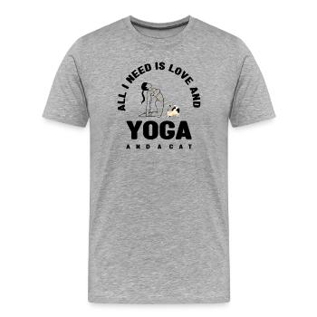 Chat calicot la nuit avec des étincelles d’or - T-shirt bio Premium Homme - gris chiné - Devant - Damien (186cm)