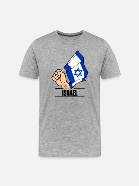 Flag Israel fist text ISRAEL - Men's Premium Organic T-Shirt - heather grey