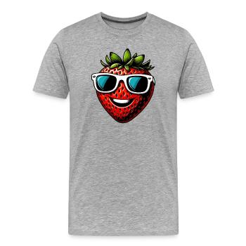 Fraise Fraises - T-shirt bio Premium Homme - gris chiné - Devant - Damien (186cm)