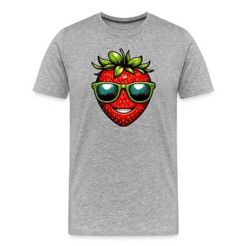 Fraise Fraises - T-shirt bio Premium Homme - gris chiné - Devant - Damien (186cm)