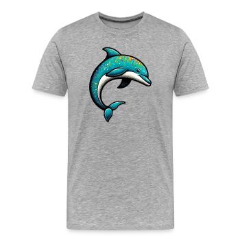 Delfin - Männer Premium Bio T-Shirt - Grau meliert - Vorne - Damien (186cm)