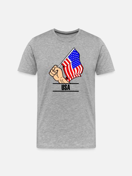 Flag USA fist text USA - Men's Premium Organic T-Shirt - heather grey
