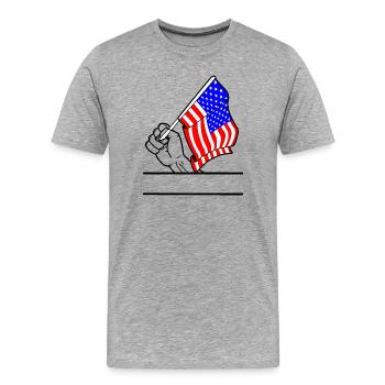 Flag USA espace de texte transparent pour le poing - T-shirt bio Premium Homme - gris chiné - Devant - Damien (186cm)