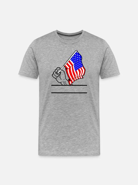 Flag USA transparent fist text space - Men's Premium Organic T-Shirt - heather grey