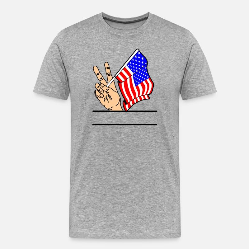 Flagge USA Friedenszeichen Textraum - Männer Premium Bio T-Shirt - Grau meliert
