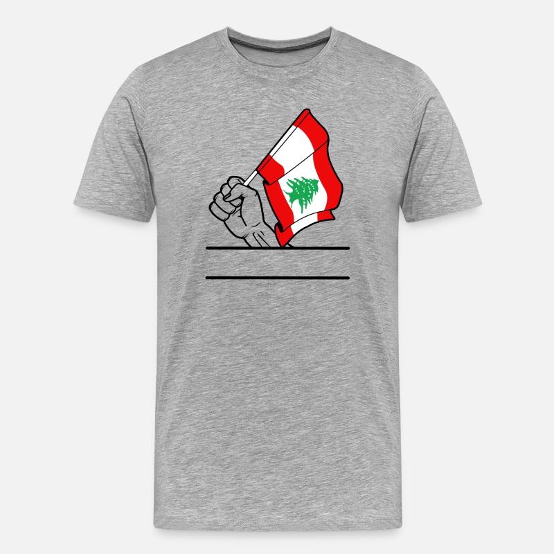 Flagge Libanon transparenter Fausttextraum - Männer Premium Bio T-Shirt - Grau meliert