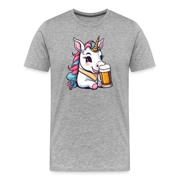 Tipsy / drunk unicorn - Men's Premium Organic T-Shirt - heather grey - Front - Damien (186cm)