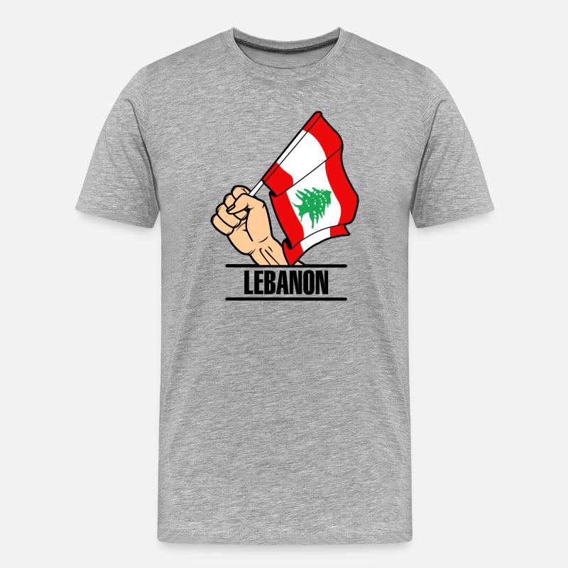 Flagge Libanon faust text LIBANON - Männer Premium Bio T-Shirt - Grau meliert