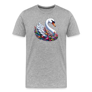 Schwan - Männer Premium Bio T-Shirt - Grau meliert - Vorne - Damien (186cm)