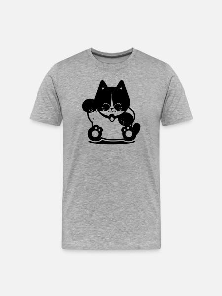 Tuxedo Cat - Männer Premium Bio T-Shirt - Grau meliert