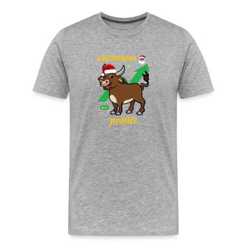 Marché haussier - Bénéfice du marché de Noël - T-shirt bio Premium Homme - gris chiné - Devant - Damien (186cm)