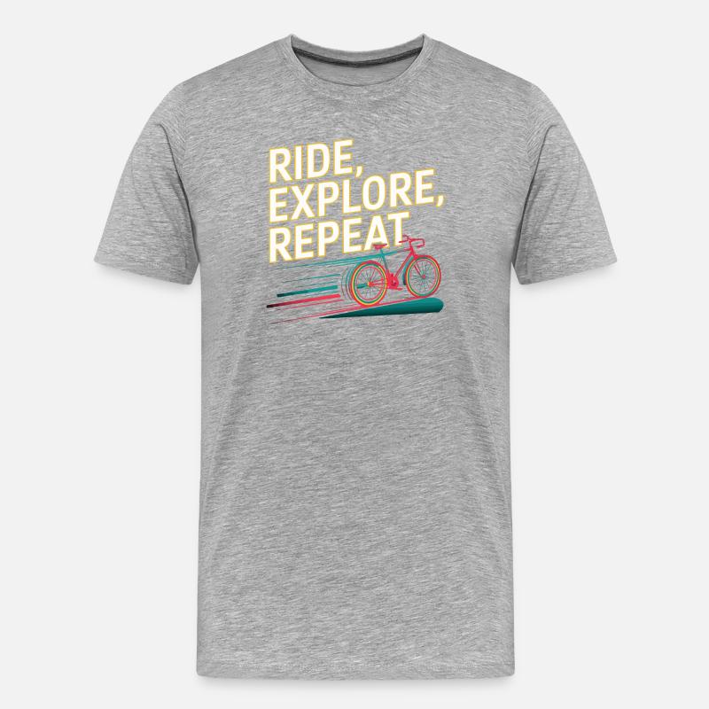 Ride Explore Repeat - T-shirt bio Premium Homme - gris chiné