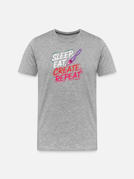 Sleep Eat Create Repeat - Men's Premium Organic T-Shirt - heather grey