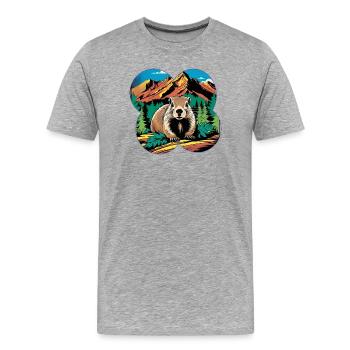Murmeltier - Männer Premium Bio T-Shirt - Grau meliert - Vorne - Damien (186cm)