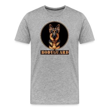 Bodyguard Schäferhund Portrait - Männer Premium Bio T-Shirt - Grau meliert - Vorne - Damien (186cm)