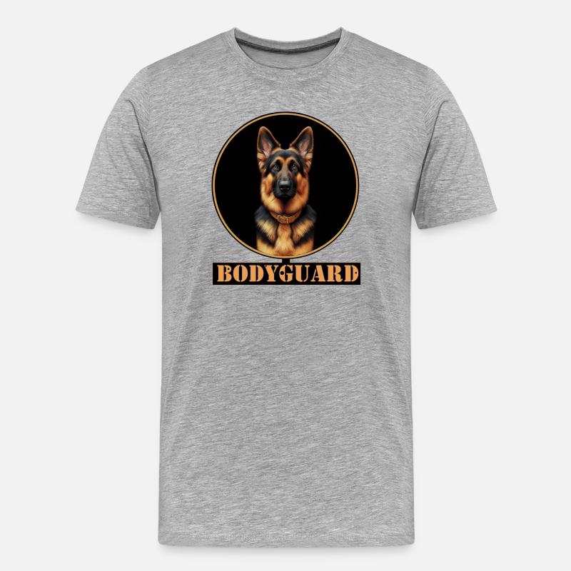 Bodyguard Schäferhund Portrait - Männer Premium Bio T-Shirt - Grau meliert