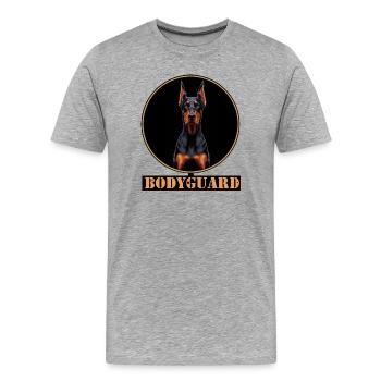 Bodyguard Dobermann Kreis - Männer Premium Bio T-Shirt - Grau meliert - Vorne - Damien (186cm)