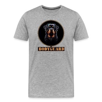 Bodyguard Rottweiler Ringdesign - Männer Premium Bio T-Shirt - Grau meliert - Vorne - Damien (186cm)