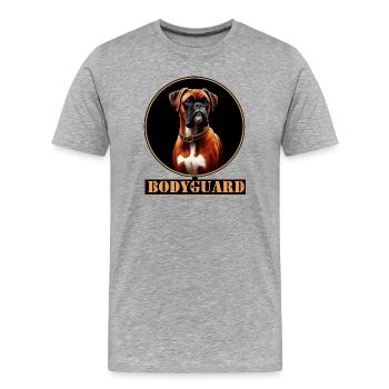 Bodyguard Hundedesign - Boxerhund - Männer Premium Bio T-Shirt - Grau meliert - Vorne - Damien (186cm)
