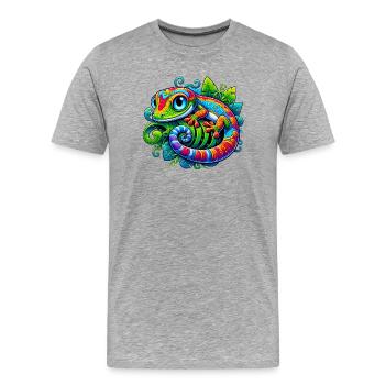 Gecko - Männer Premium Bio T-Shirt - Grau meliert - Vorne - Damien (186cm)
