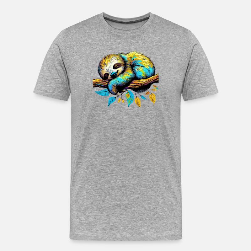 Faultier - Männer Premium Bio T-Shirt - Grau meliert