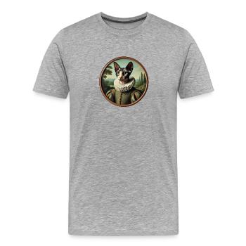Portrait d’un chat sphynx de style Renaissance - T-shirt bio Premium Homme - gris chiné - Devant - Damien (186cm)