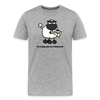 MySheepatemyHomework - T-shirt bio Premium Homme - gris chiné - Devant - Damien (186cm)