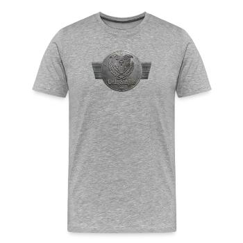 Tête Only Staffie en médaille métallique - 100 - T-shirt bio Premium Homme - gris chiné - Devant - Damien (186cm)