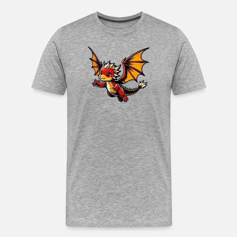 Drache - Männer Premium Bio T-Shirt - Grau meliert