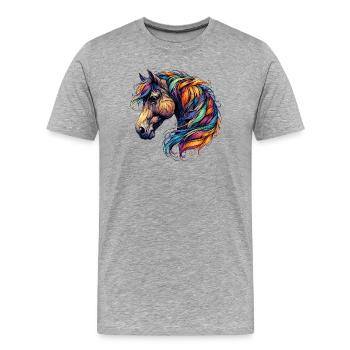 Cheval - T-shirt bio Premium Homme - gris chiné - Devant - Damien (186cm)