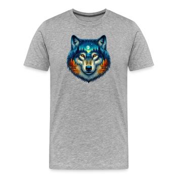 Wolf - Männer Premium Bio T-Shirt - Grau meliert - Vorne - Damien (186cm)
