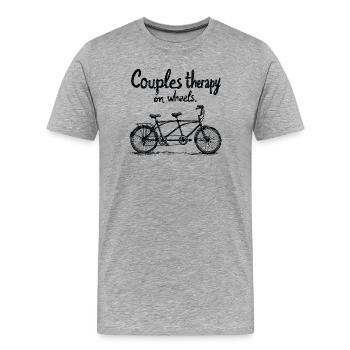 Tandem Couple Bicycle Therapy - Men's Premium Organic T-Shirt - heather grey - Front - Damien (186cm)