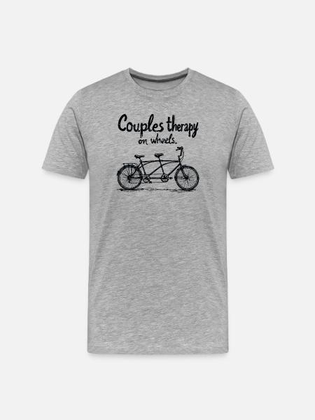 Tandem Couple Bicycle Therapy - Men's Premium Organic T-Shirt - heather grey
