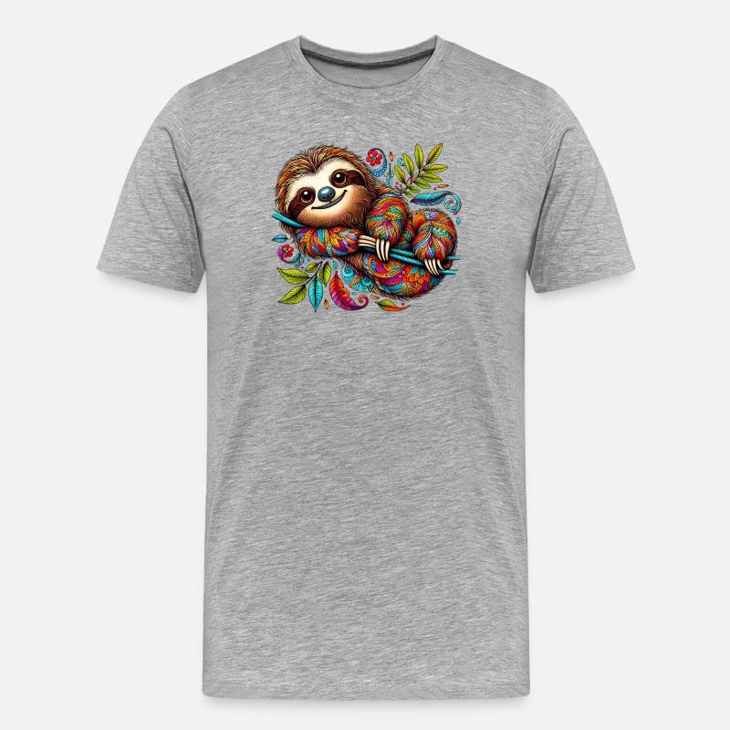 Faultier - Männer Premium Bio T-Shirt - Grau meliert