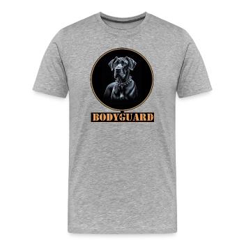 Bodyguard Hund - Deutsche Dogge - Männer Premium Bio T-Shirt - Grau meliert - Vorne - Damien (186cm)