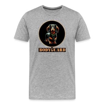 Bodyguard Dackel Langhaardackel - Männer Premium Bio T-Shirt - Grau meliert - Vorne - Damien (186cm)