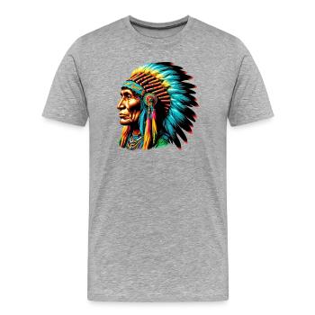 Amérindien Américain - T-shirt bio Premium Homme - gris chiné - Devant - Damien (186cm)
