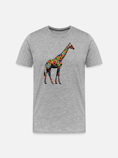 Giraffe - Männer Premium Bio T-Shirt - Grau meliert