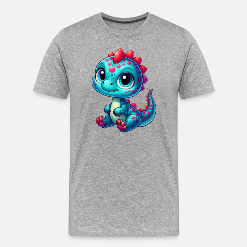 Dinosaurier - Männer Premium Bio T-Shirt - Grau meliert