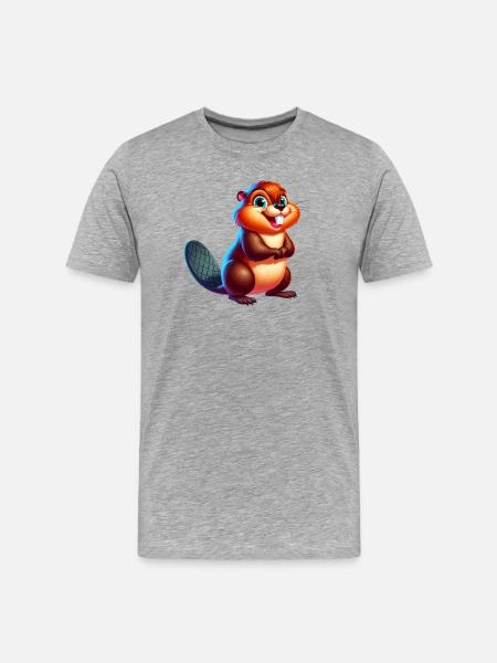 Beaver - Men's Premium Organic T-Shirt - heather grey