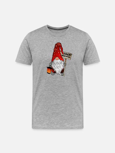 Tech Wichtel – IT Weihnachtsgnom - Männer Premium Bio T-Shirt - Grau meliert