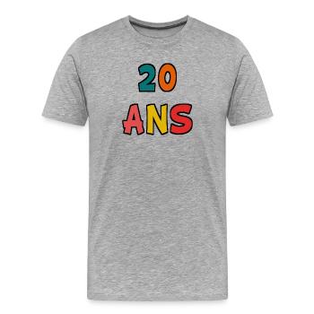 20. 20th ANNIVERSARY. 20 YEARS ANNIVERSARY. 20 YEARS. - Men's Premium Organic T-Shirt - heather grey - Front - Damien (186cm)