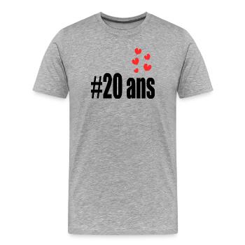 20. 20 YEARS. 20th ANNIVERSARY. 20 YEARS ANNIVERSARY. - Men's Premium Organic T-Shirt - heather grey - Front - Damien (186cm)