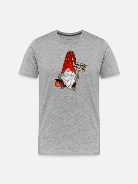 Party Wichtel - Männer Premium Bio T-Shirt - Grau meliert