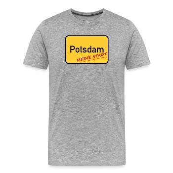 POTSDAM - MA VILLE - T-shirt bio Premium Homme - gris chiné - Devant - Damien (186cm)