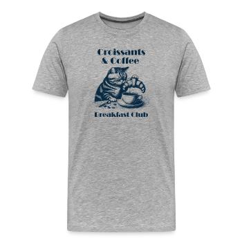 Club de petit-déjeuner café et croissants - T-shirt bio Premium Homme - gris chiné - Devant - Damien (186cm)
