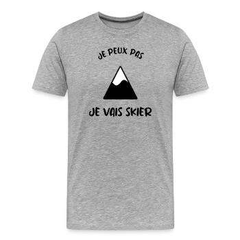 I CAN'T. SKI. SKI. RACKET. SNOW. SNOWBOARDING - Men's Premium Organic T-Shirt - heather grey - Front - Damien (186cm)