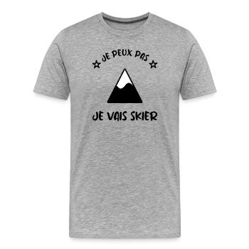 I CAN'T. SKI. MOUNTAIN. RACKET. SNOW - Men's Premium Organic T-Shirt - heather grey - Front - Damien (186cm)